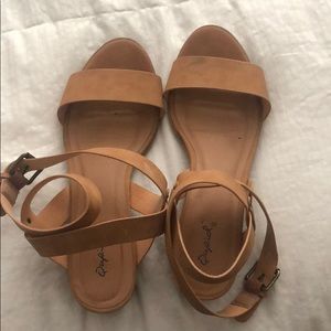 strappy brown pump